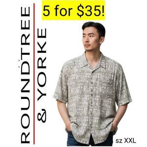 RoundTree & Yorke Neutral Button Down Collar Short Sleeve Shirt Sale 5 for 35